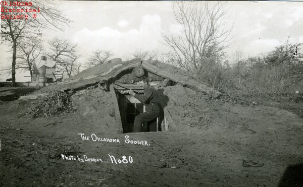 Homesteader Outside of His Sod Dugout