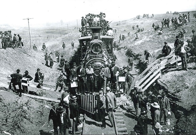 Land Run participants at the Kansas - Oklahoma Line: 11'' x 17'' Print